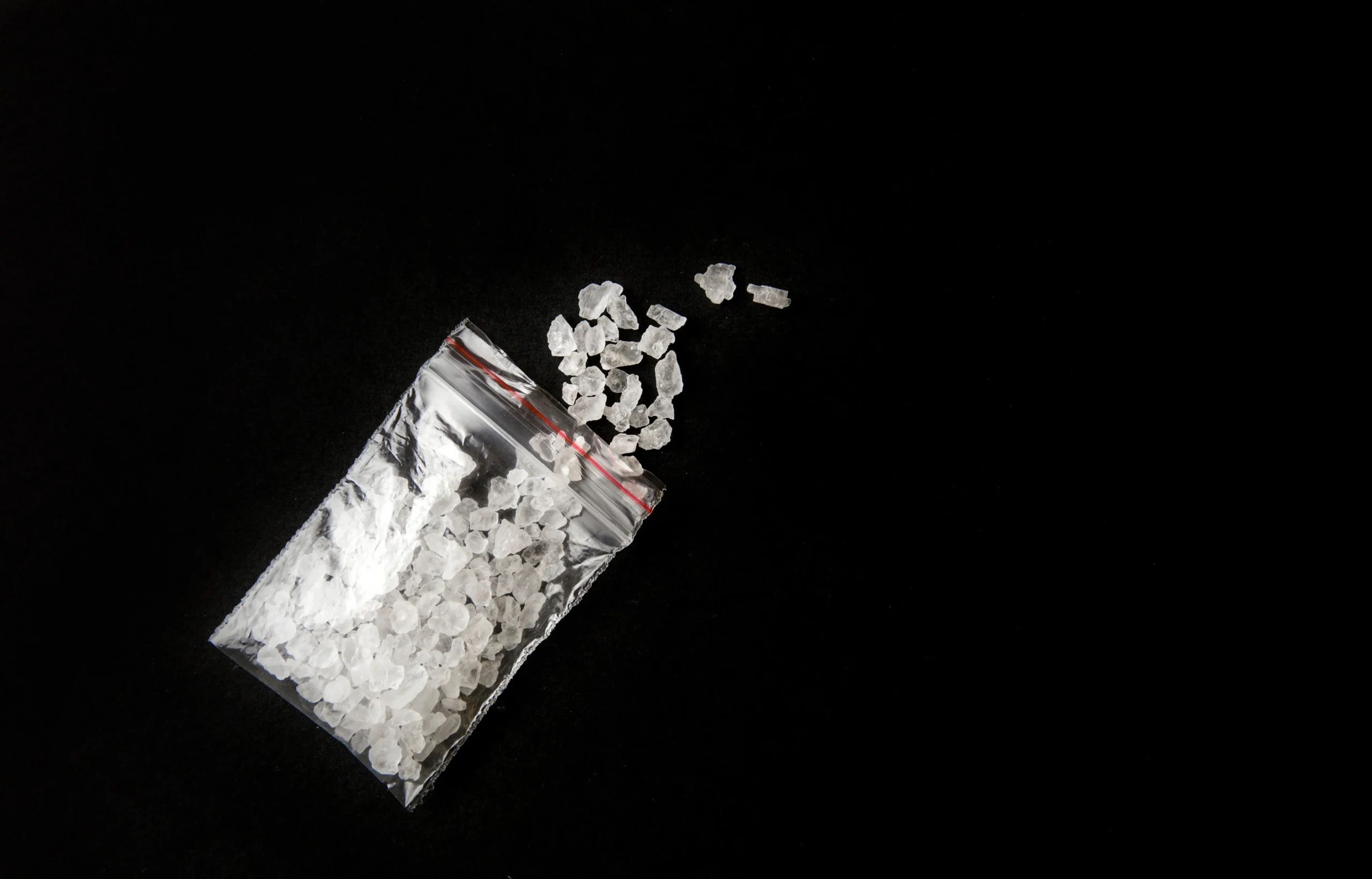 A small bag filled with illegal narcotics. 