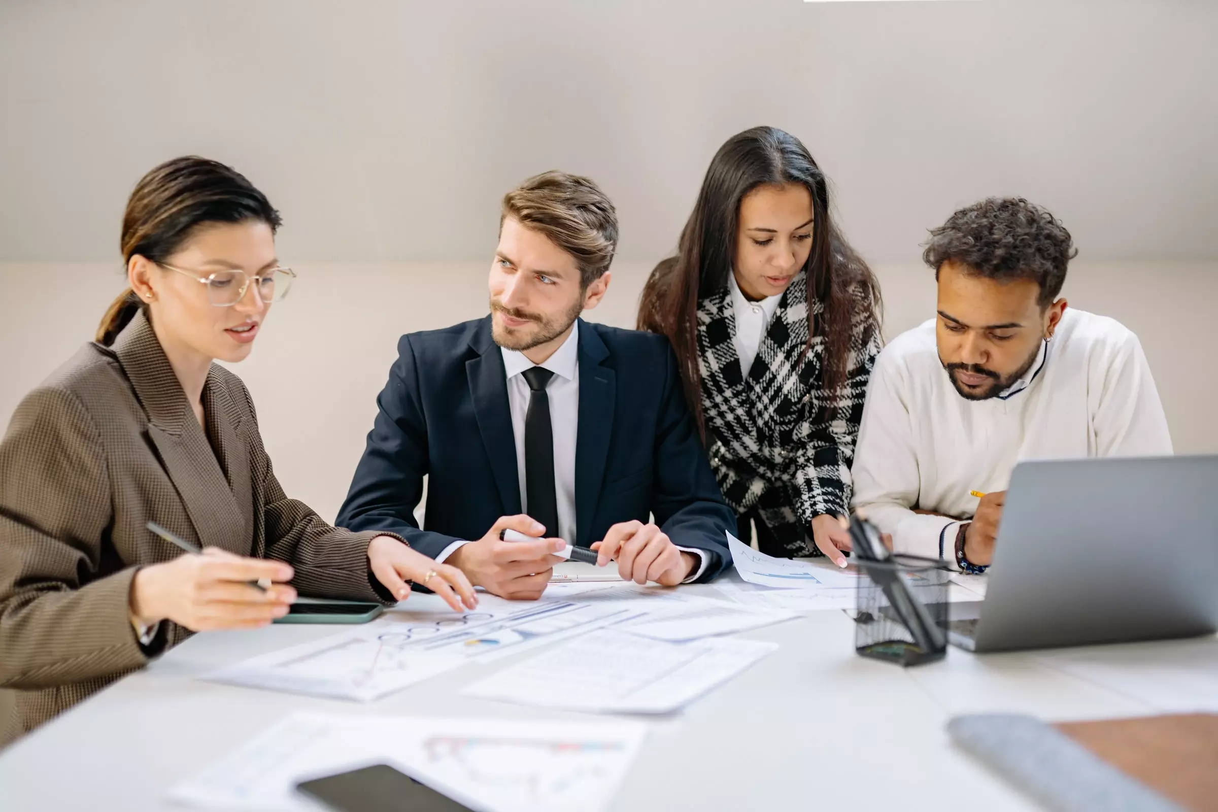 A group of attorneys working together on a case.